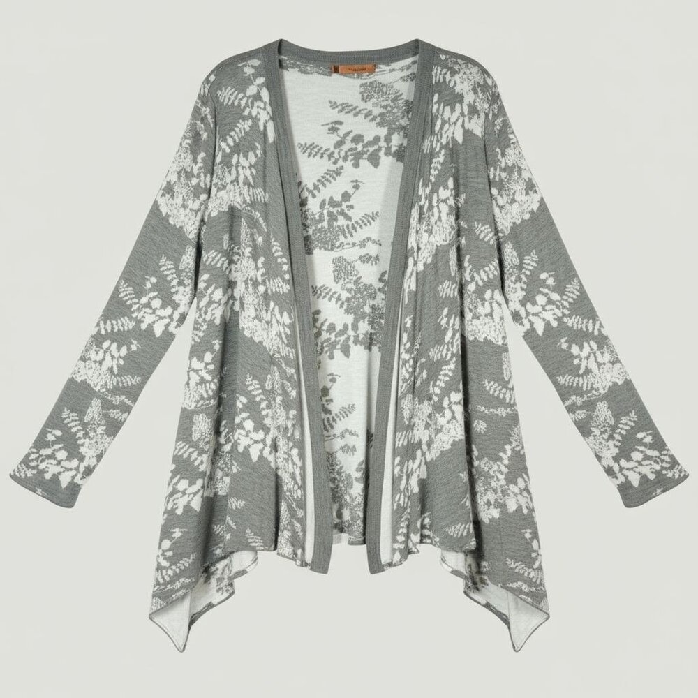 Belldini Gray and White Floral Cardigan